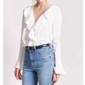 White Cascading Ruffle Top